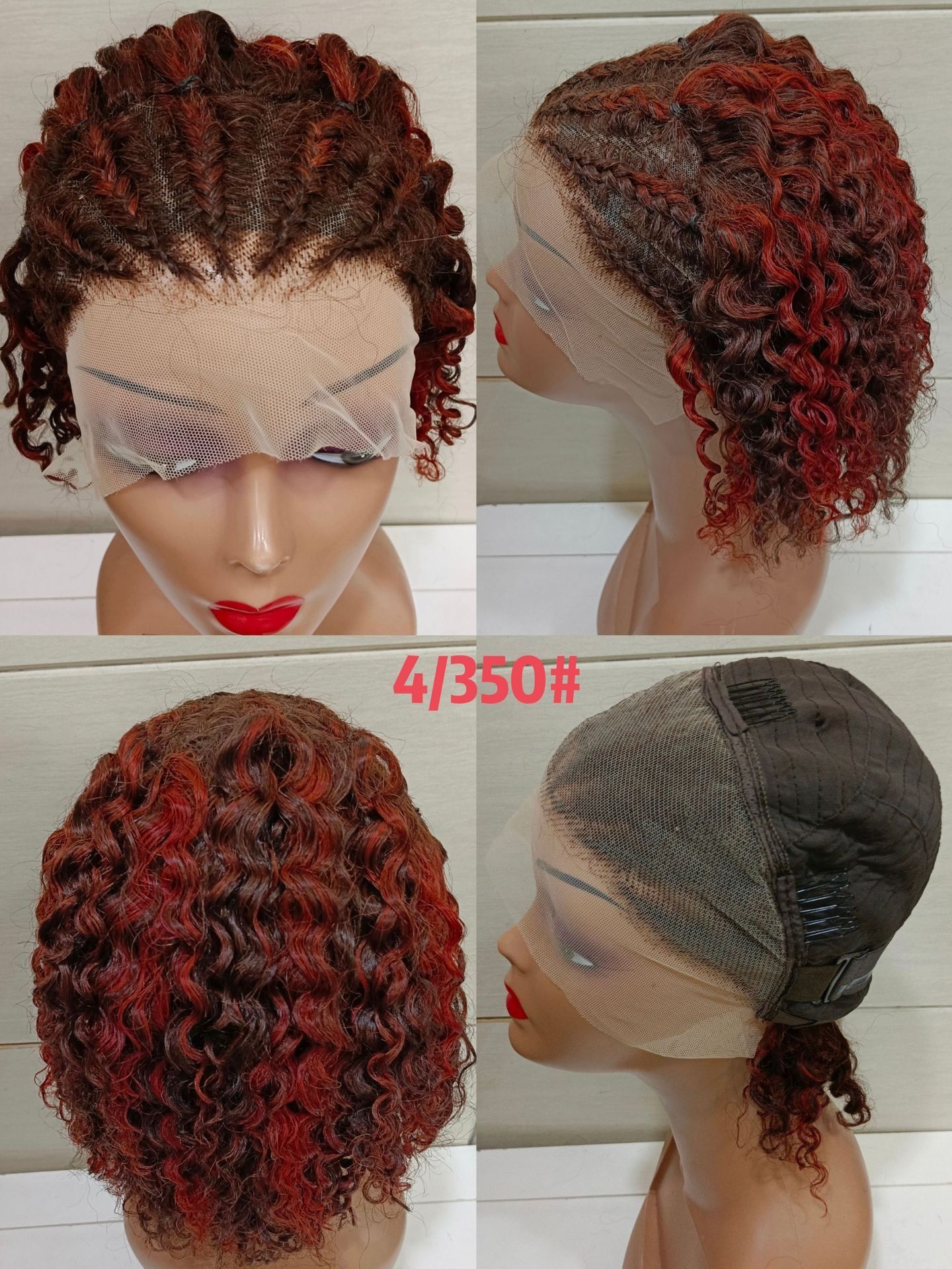 Braided Human Hair Wig 13x4 Lace Front Wigs Curly BOB
