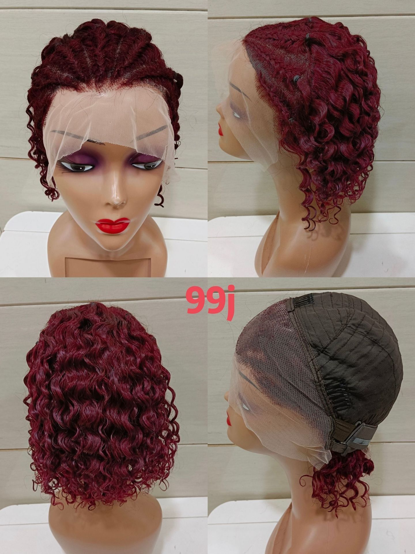 Braided Human Hair Wig 13x4 Lace Front Wigs Curly BOB