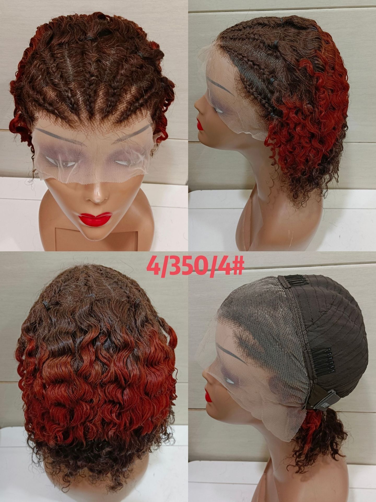 Braided Human Hair Wig 13x4 Lace Front Wigs Curly BOB