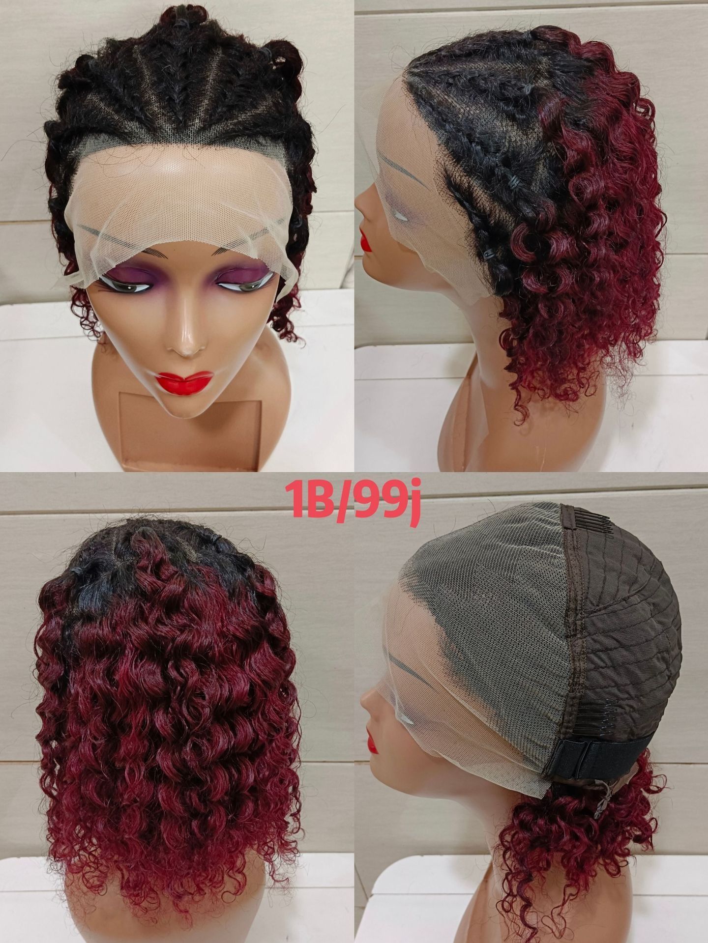 Braided Human Hair Wig 13x4 Lace Front Wigs Curly BOB