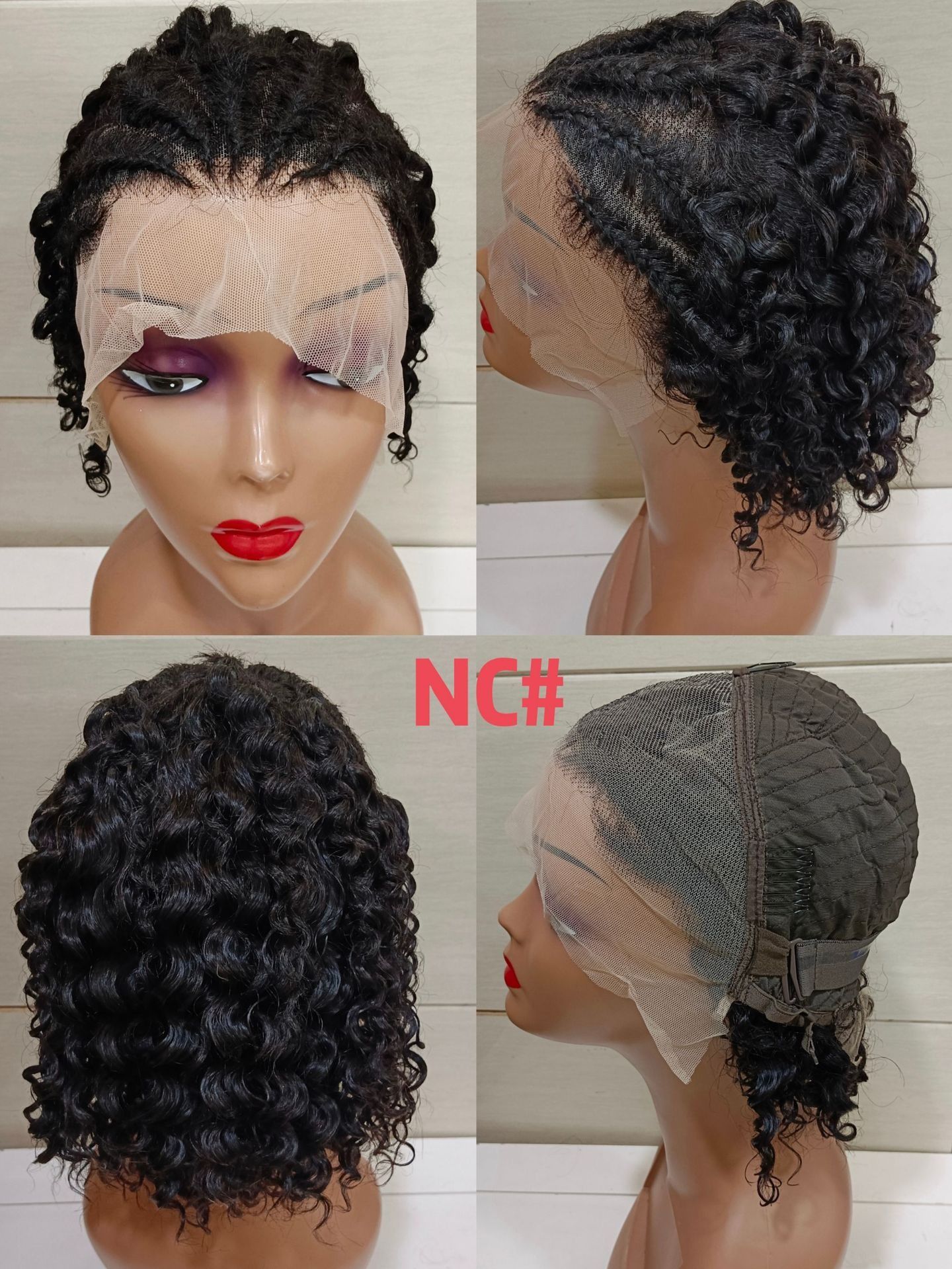 Braided Human Hair Wig 13x4 Lace Front Wigs Curly BOB