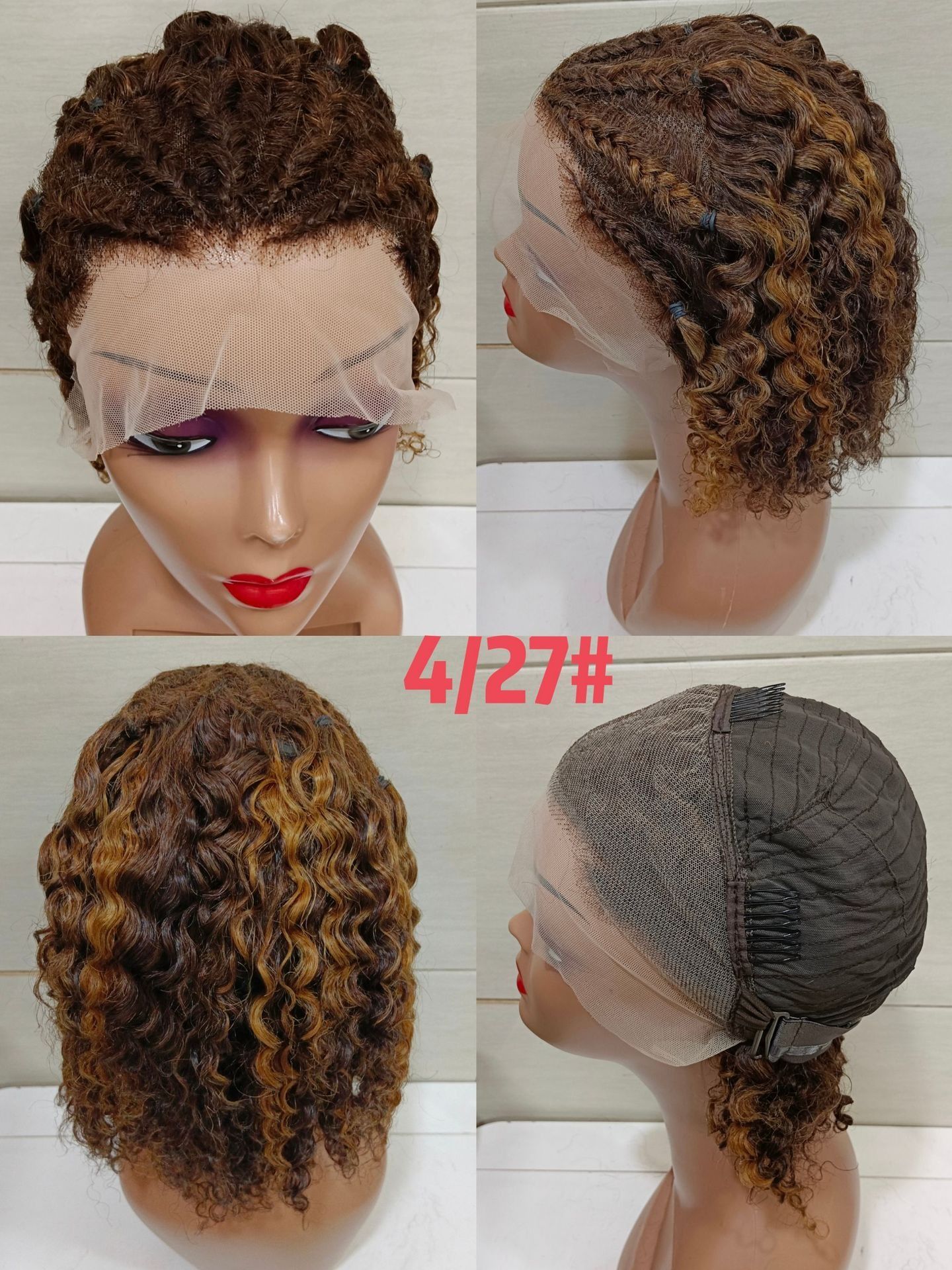 Braided Human Hair Wig 13x4 Lace Front Wigs Curly BOB