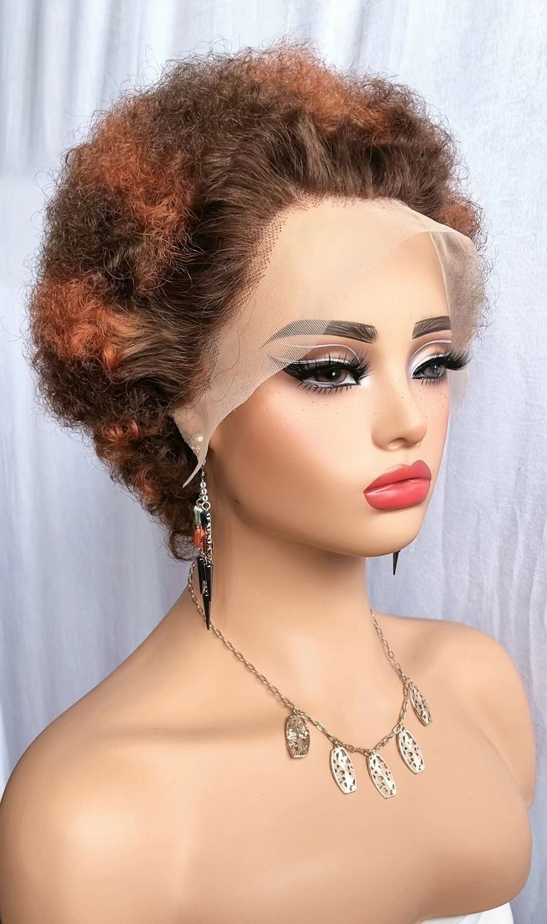 Short Afro Curly Human Hair Wig for Black Women – Kinky Curly Lace Front Wig, Natural Full Hair Look, Fluffy and Voluminous Bob Style