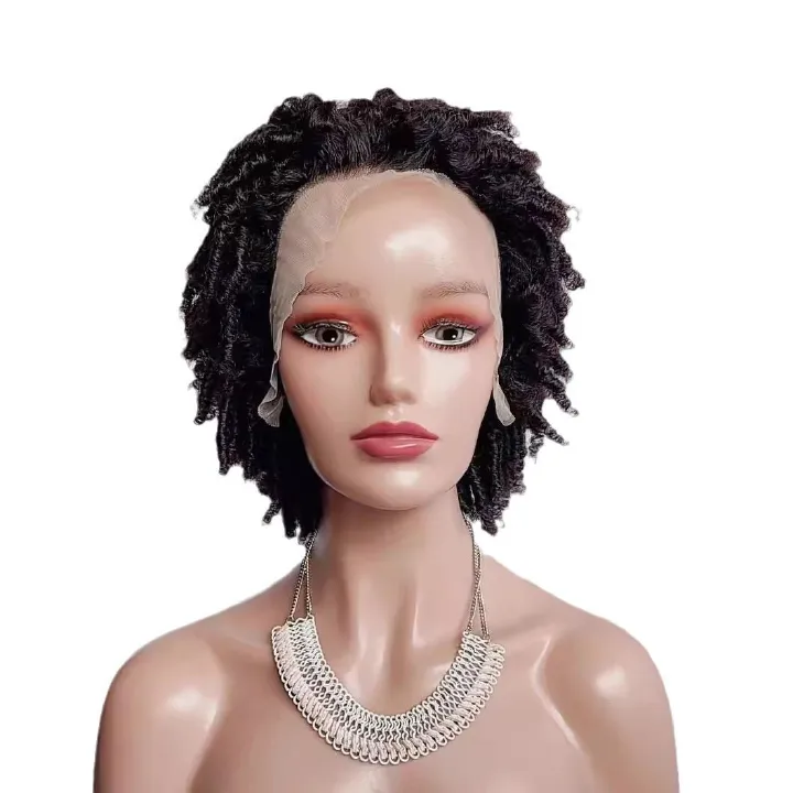 13x4 Lace Front Human Hair Wig – Afro Twist Dreadlock Style, Hollow Curly Bomb Wig for Black Women, Realistic Full Head Wig