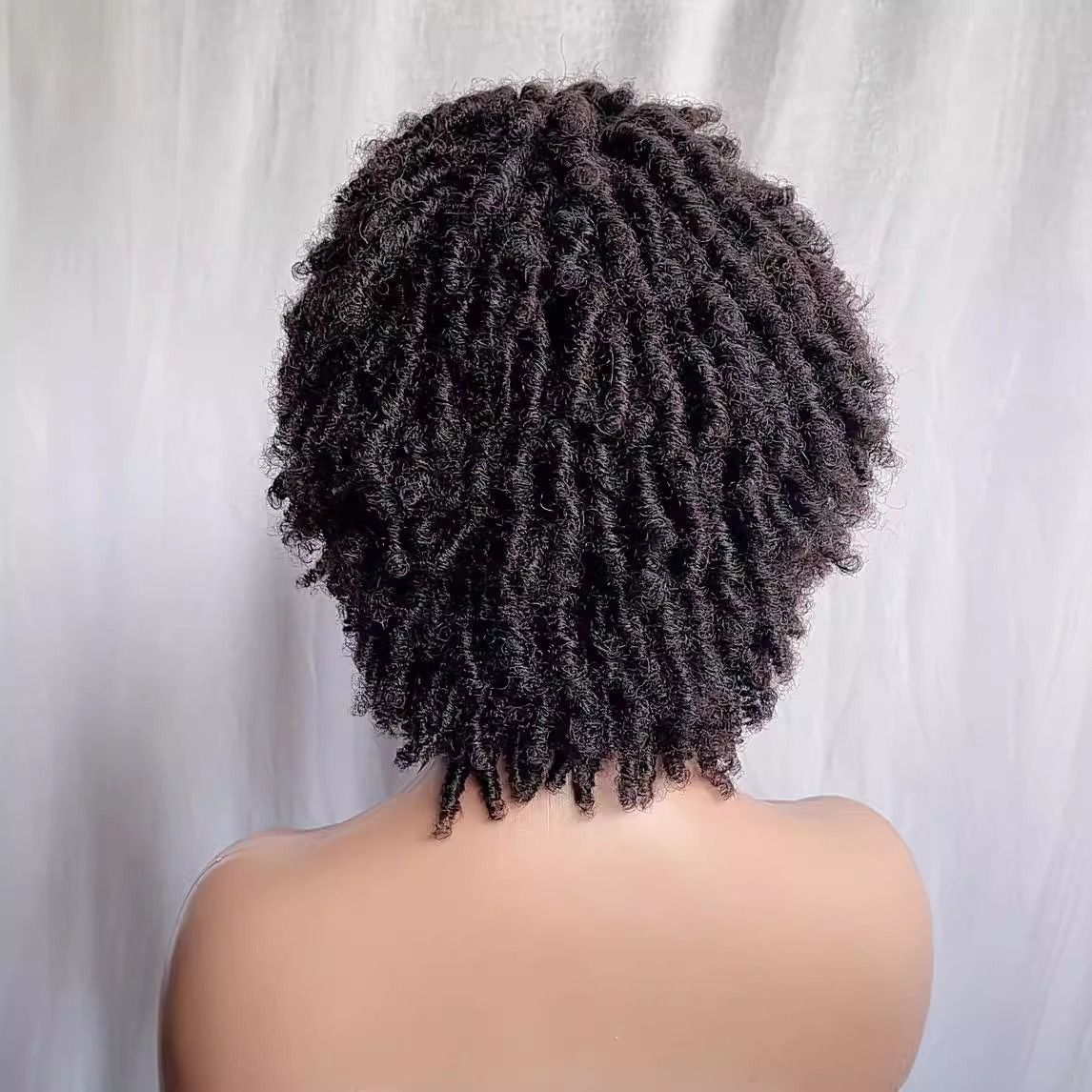 13x4 Lace Front Human Hair Wig – Afro Twist Dreadlock Style, Hollow Curly Bomb Wig for Black Women, Realistic Full Head Wig