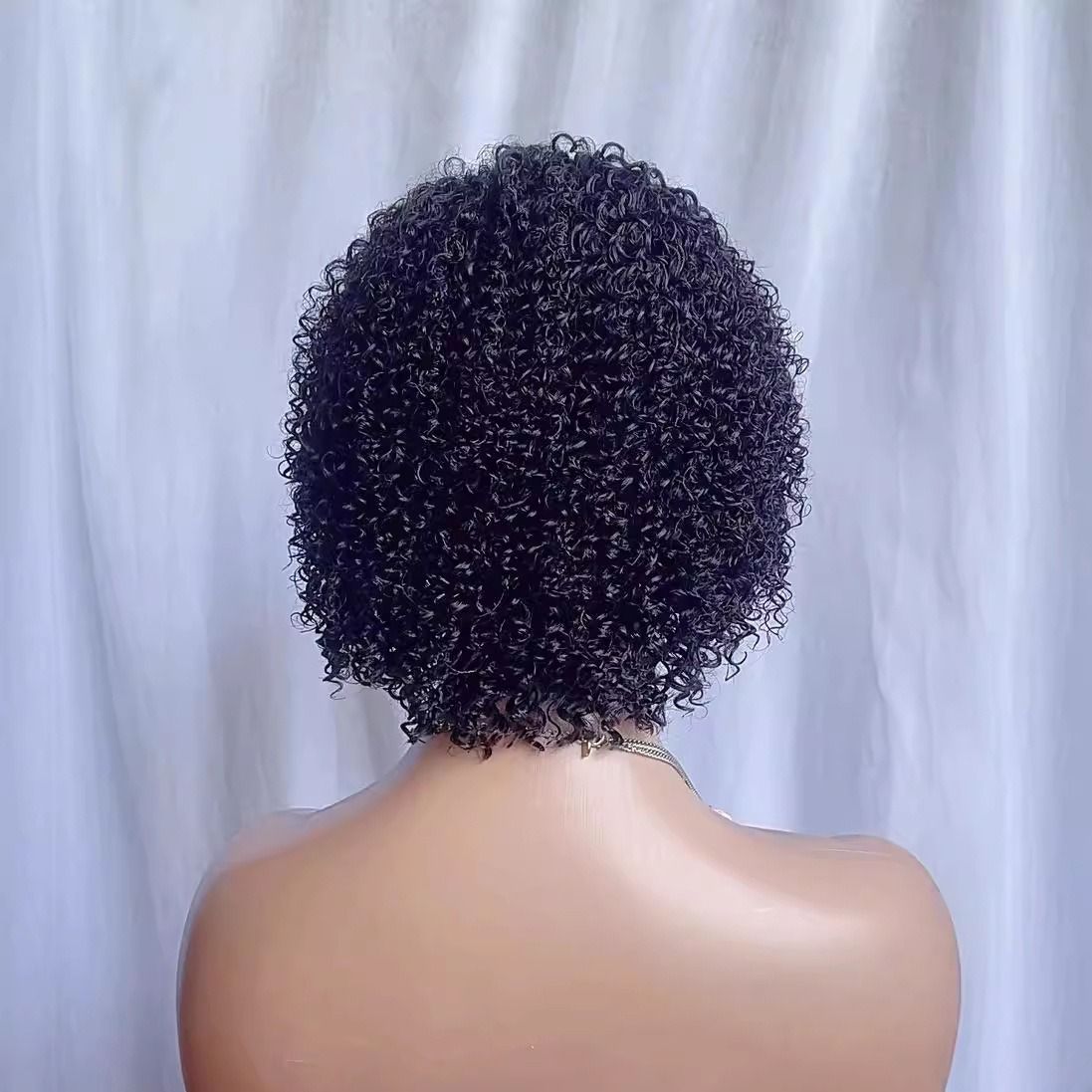 C-Part Lace Front Human Hair Wig – Short Fluffy Curly Bob Wig for Black Women, Natural Afro Style, Glueless Wig for Kenya Market