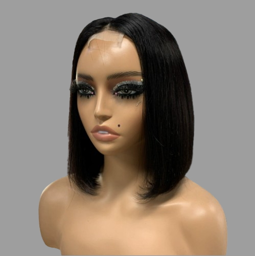 Ladies 8 Inch 2x6 Kim Closure Bob Wig – 100% Human Hair – Short Natural Wig for Women – Glueless & Beginner Friendly – Kenya Style Beauty