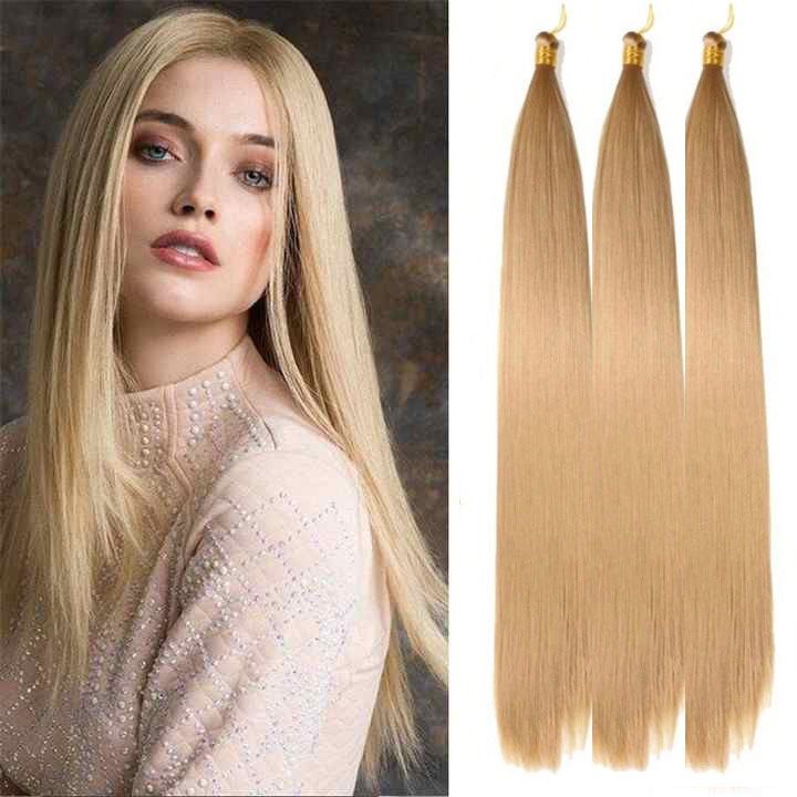 Bone Straight Bulk Hair – 24 Inch High Temperature Fiber Synthetic Straight Hair for Braiding & Wig Making