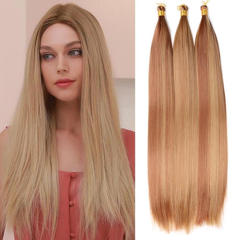 Bone Straight Bulk Hair – 24 Inch High Temperature Fiber Synthetic Straight Hair for Braiding & Wig Making