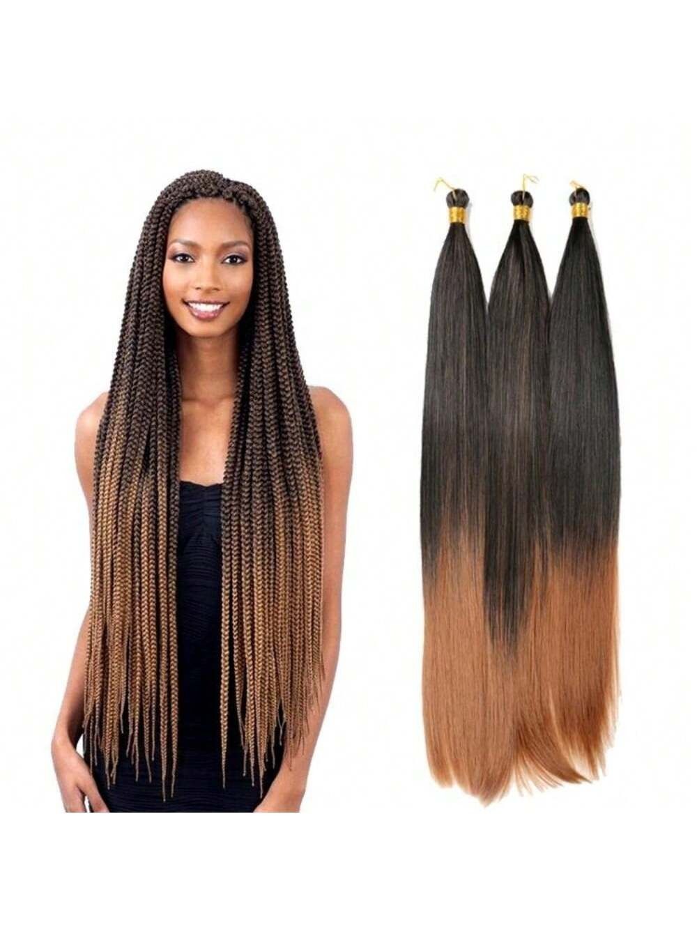 Bone Straight Bulk Hair – 24 Inch High Temperature Fiber Synthetic Straight Hair for Braiding & Wig Making