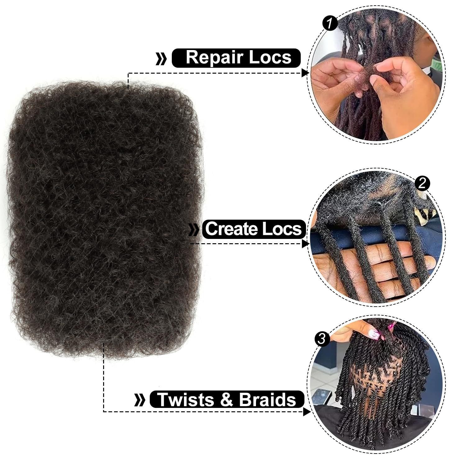 AFRO KINKY BULK 100% Human Hair Extension Black Color 30g Net Weight 12-18 inches