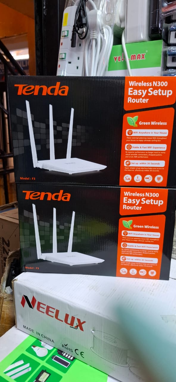 Tenda Wireless N300 Easy Setup Router. 
Explanation:
Function:
It is a wireless router designed for home use, providing Wi-Fi connectivity for devices like laptops, smartphones, and tablets. 
Features