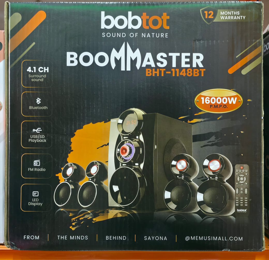 Sayona 1148BT Bobtot Subwoofer – 4.1 Channel Audio Powerhouse
Bring your music and movies to life with the Sayona 1148BT Bobtot Subwoofer, designed for crystal-clear sound and deep, thumping bass. Per