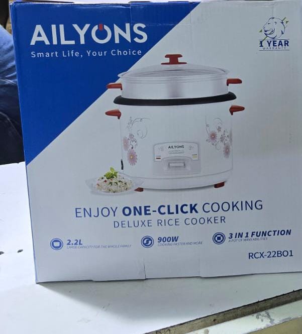 Ailyons Rice Cooker – 2.2 Litres ✨
Cook perfect, fluffy rice every time with the Ailyons 2.2L Rice Cooker, designed for convenience, efficiency, and everyday family meals 👨‍👩‍👧‍👦
✅ 2.2 Litre Capac