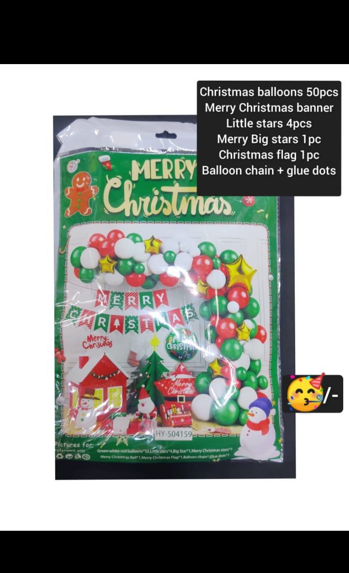 🎉🥳 HOLIDAY HAPPINESS AWAITS ⛄☃️ Balloons Man Foil Ballon Santa Box Foil Baloon Christmas Festivities Decoration . Consists, 50pcs baloon banner  little star, big star .