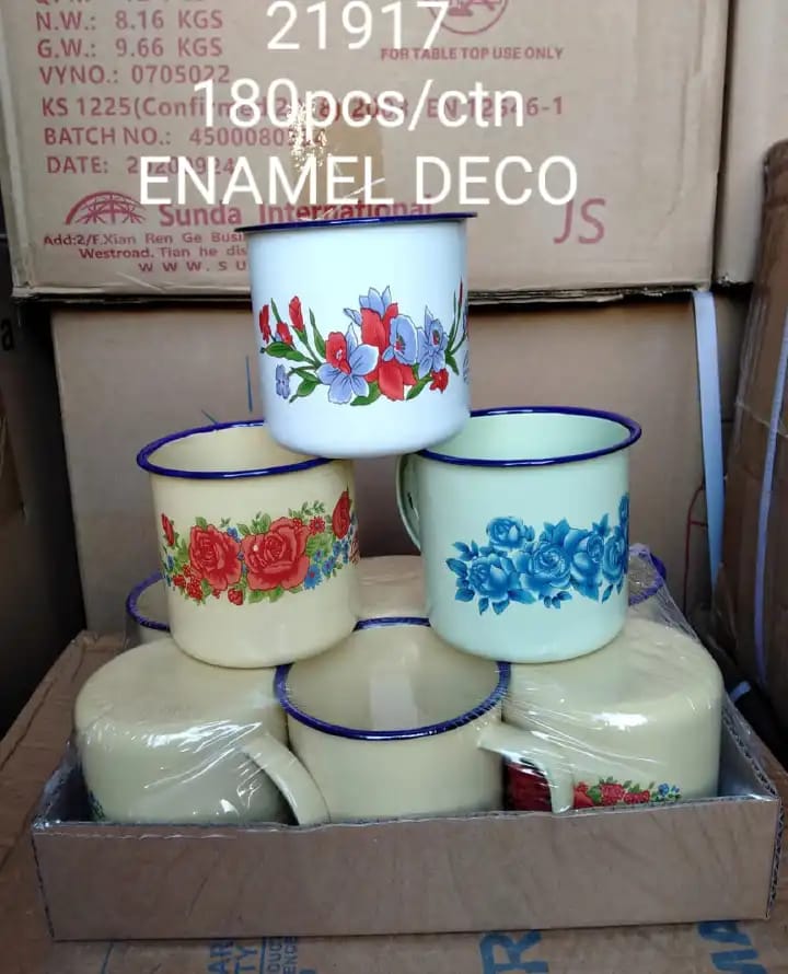 Enamel Mug Cups - 6 PcsMULTI-USE: These enamel mugs can be served as coffee cups, tea cup, milk cup, iced beer mug, beverages cups, drink water mug, soup mug, Pe