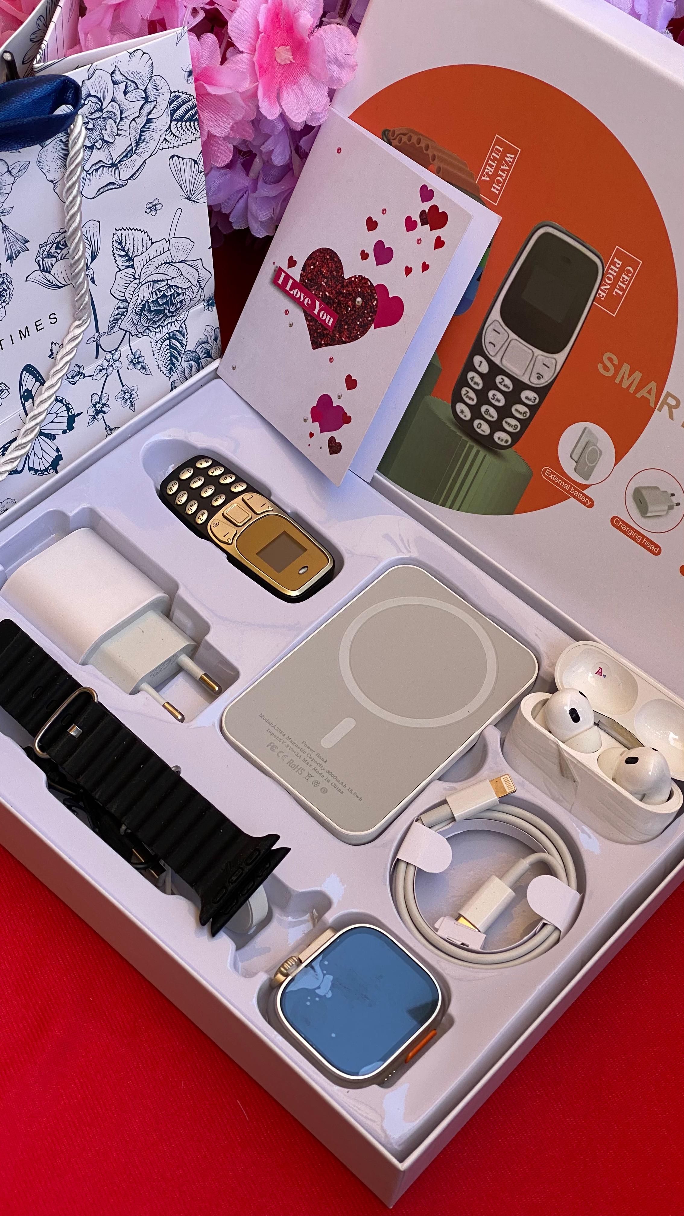 VALENTINES SMART WATCH GIFT PACK ❤️‍🔥🌹
X8 PLUS SMART WATCH WITH A MINI PHONE,POWER BANK AND EARBUDS *
✅Smart watch Features:
▪️Heart rate,Blood pressure and blood oxygen monitor
▪️Multi sport mode(S