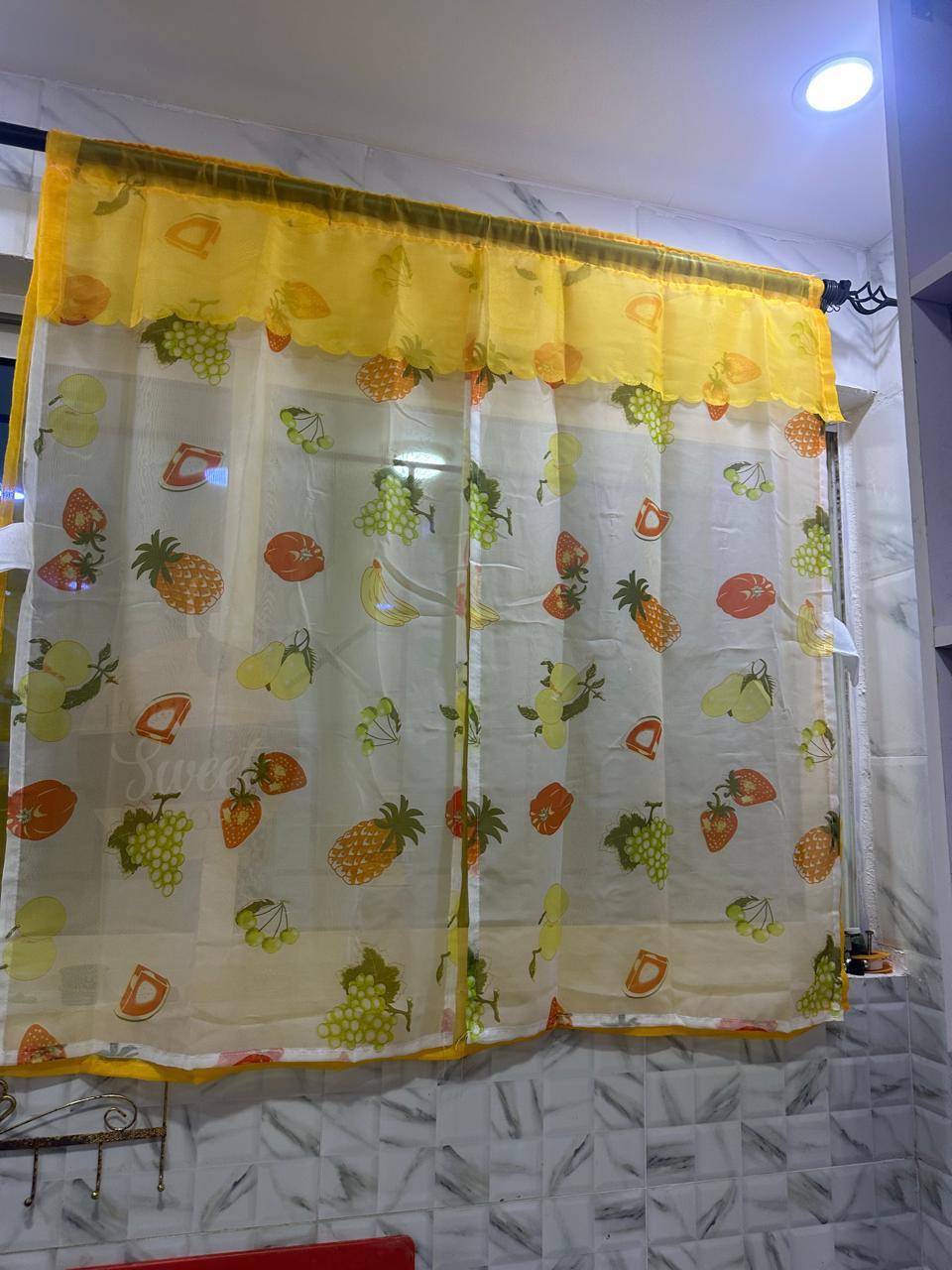 kitchen curtains, perfectly sized at 1.5 meters wide by 1.5 meters high—ideal for most standard kitchen windows.
Crafted to balance light, privacy, and charm, these curtains gently filter sunlight, fi