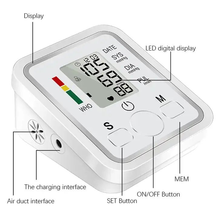 Blood Pressure Monitors English Usb Blood Pressure Meter Backlight Blood Pressure Meter Blood Pressure Meter Blood Pressure Monitor Portable Digital Blood Pressure Monitor Arm Blood Pressure Monitor