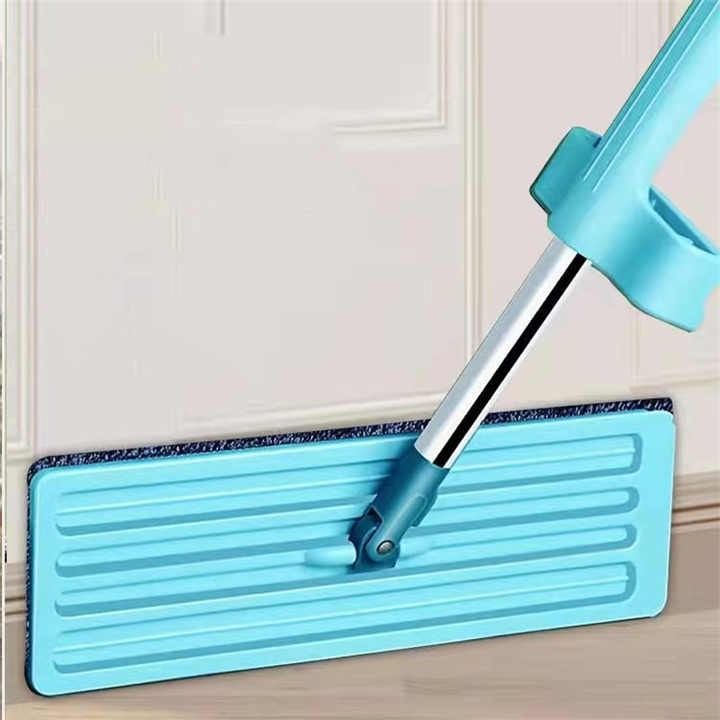 Squeeze Mop Floor Mops Reusable Microfiber Pads Hand-free Wash 360 Degree Cleaning Flat Mop Self Cleaning Hands-free 360 Floor Cleaner Microfiber Flat Squeeze Mop With Stainless Steel  Handle