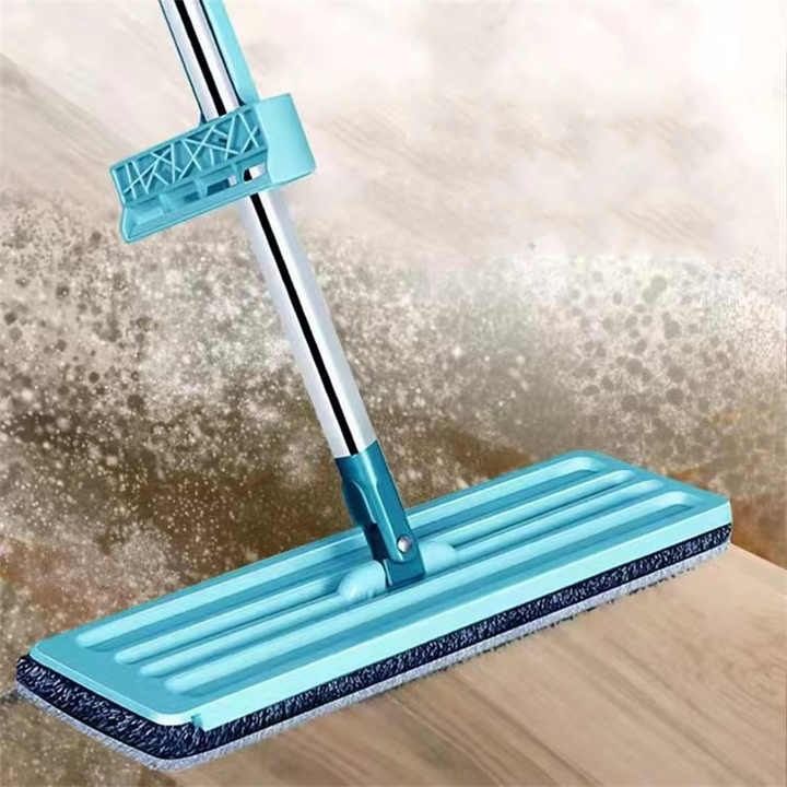 Squeeze Mop Floor Mops Reusable Microfiber Pads Hand-free Wash 360 Degree Cleaning Flat Mop Self Cleaning Hands-free 360 Floor Cleaner Microfiber Flat Squeeze Mop With Stainless Steel  Handle