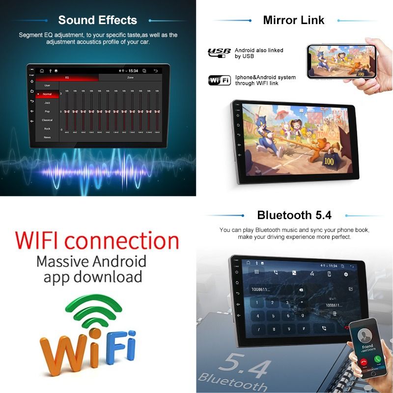 Universal Touch Screen Android Car Player 9 inch 2+32Gb Player 2Din Gps Navigation Car Radio Car Android radio with Android Auto and CarPlay and Fan