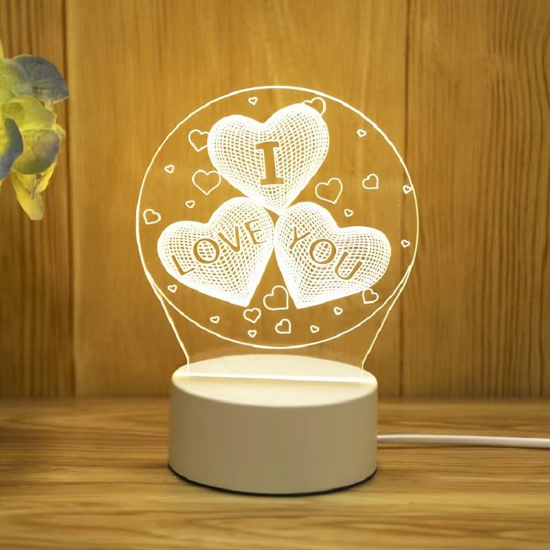 Elegant Creative 3D Table Light USB Warm Color Bedside Lamp, Office Table Lamp Light Home Decoration Gift and Birthday Present Gift Birthday and Festival Gifts