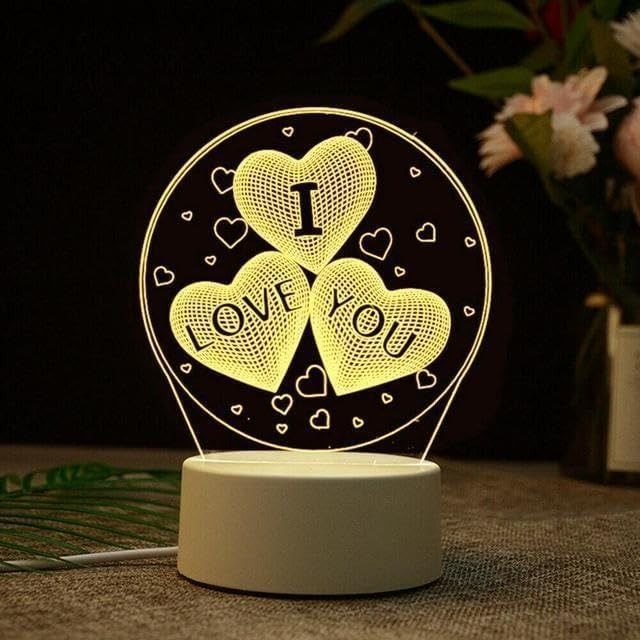 Elegant Creative 3D Table Light USB Warm Color Bedside Lamp, Office Table Lamp Light Home Decoration Gift and Birthday Present Gift Birthday and Festival Gifts