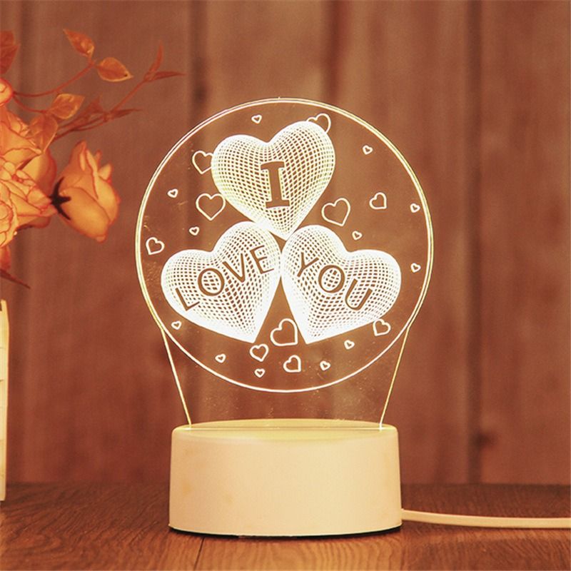 Elegant Creative 3D Table Light USB Warm Color Bedside Lamp, Office Table Lamp Light Home Decoration Gift and Birthday Present Gift Birthday and Festival Gifts