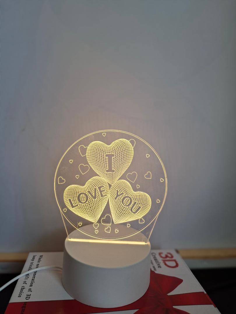 Elegant Creative 3D Table Light USB Warm Color Bedside Lamp, Office Table Lamp Light Home Decoration Gift and Birthday Present Gift Birthday and Festival Gifts