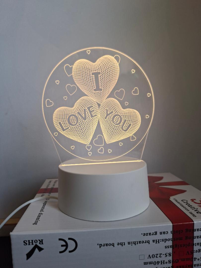 Elegant Creative 3D Table Light USB Warm Color Bedside Lamp, Office Table Lamp Light Home Decoration Gift and Birthday Present Gift Birthday and Festival Gifts