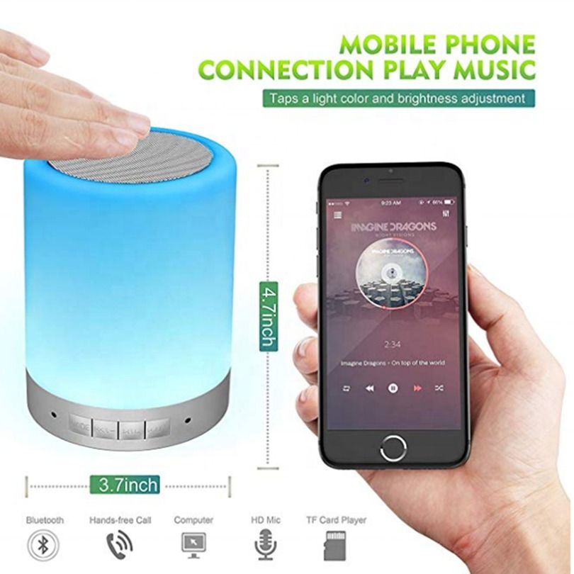 Colorful LED Wireless Bluetooth Speaker CL671 Portable LED Light Music Mini BT Speaker Rechargeable Desk Lamp Touch Control Night Light Bedside Lamp