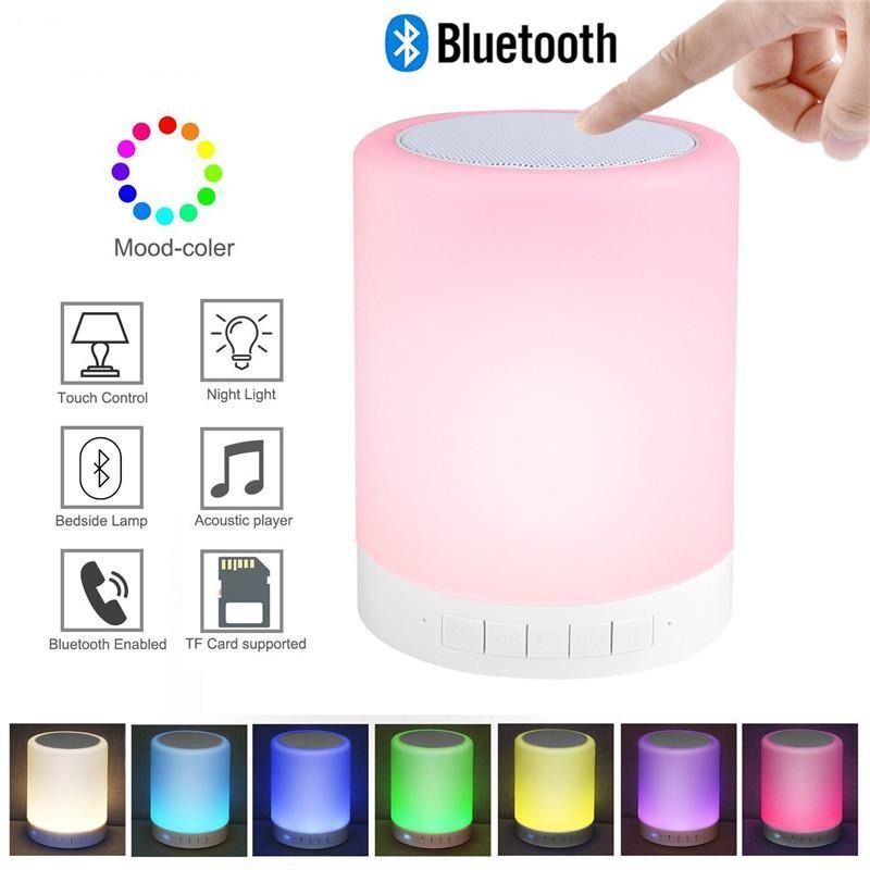 Colorful LED Wireless Bluetooth Speaker CL671 Portable LED Light Music Mini BT Speaker Rechargeable Desk Lamp Touch Control Night Light Bedside Lamp