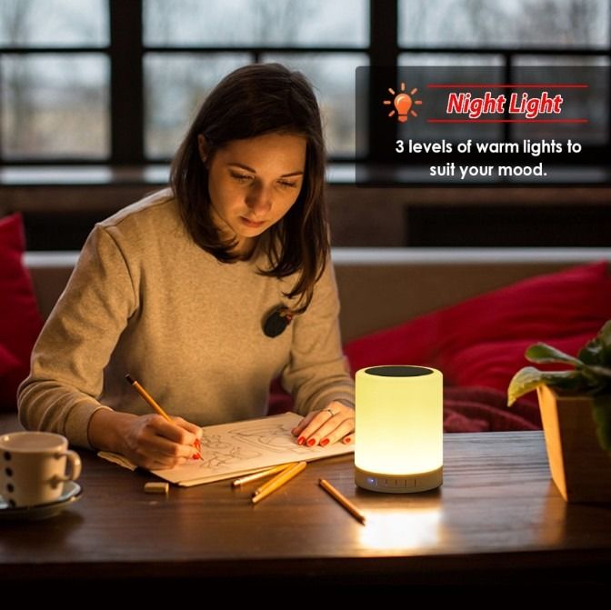 Colorful LED Wireless Bluetooth Speaker CL671 Portable LED Light Music Mini BT Speaker Rechargeable Desk Lamp Touch Control Night Light Bedside Lamp