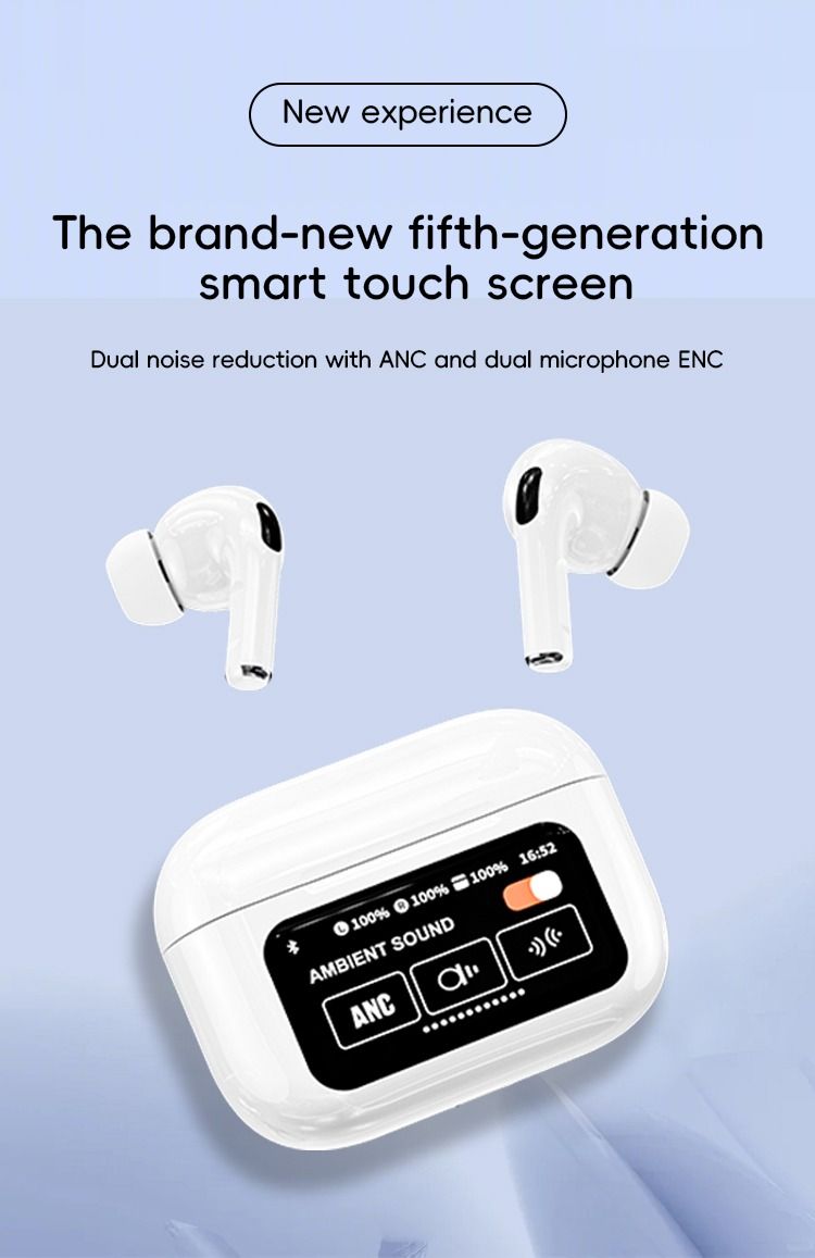 Wireless Earbuds Bluetooth 5.4 Earphones Touch Control LED Case for all Smartphones Cheap A9 Pro Wireless Earpods Quality Bass Active Noise Cancelling Earbuds and Unique Stylish LED Case
