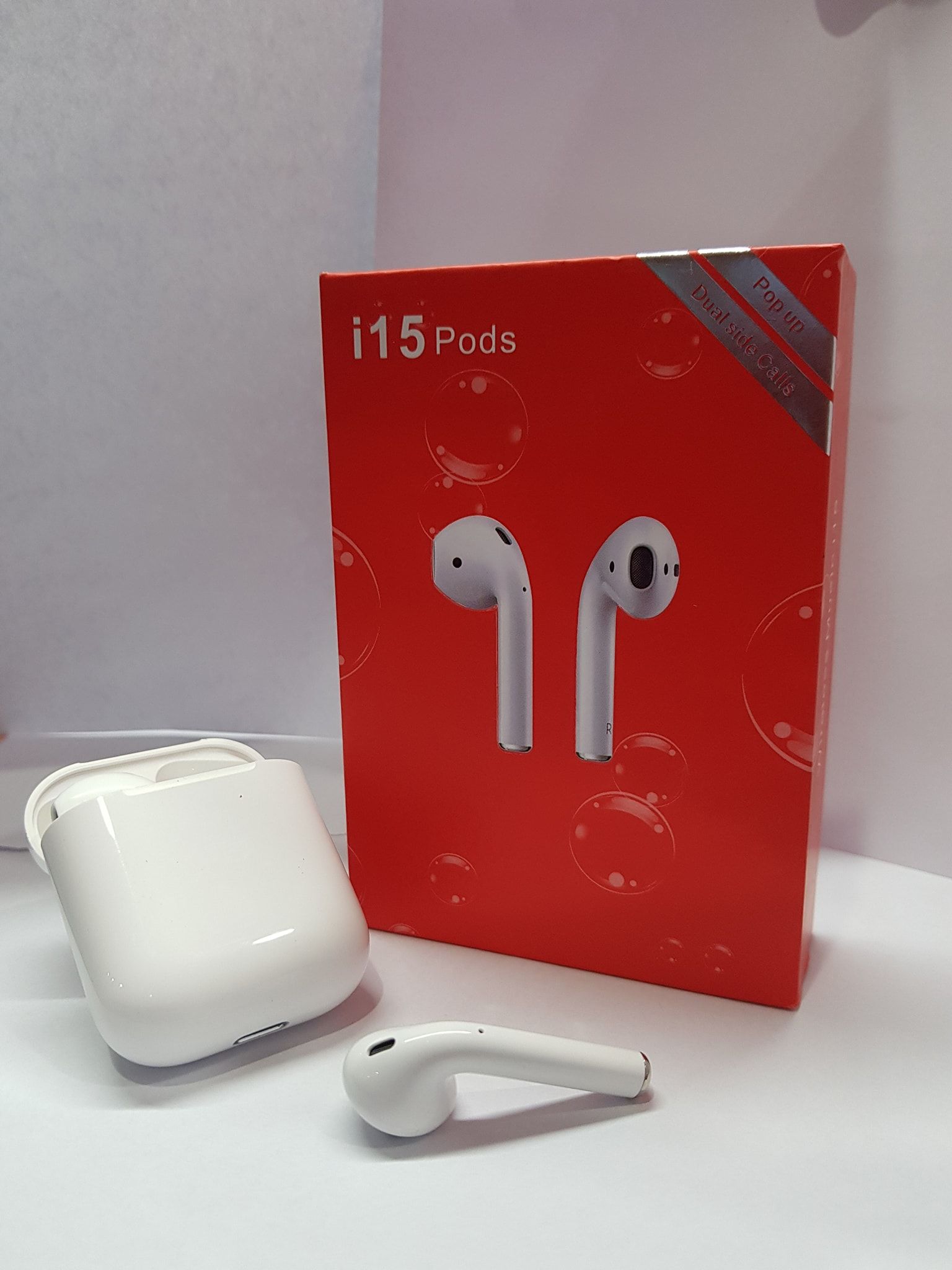 TWS Airpods Twins Bluetooth Earbuds Original I15 Airpods/Headphones/Earphones. Bluetooth V5.0 Earphone Touch Sensor True Stereo 10m Transmission Built in Mic Earbuds with Charging Case