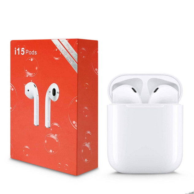 TWS Airpods Twins Bluetooth Earbuds Original I15 Airpods/Headphones/Earphones. Bluetooth V5.0 Earphone Touch Sensor True Stereo 10m Transmission Built in Mic Earbuds with Charging Case
