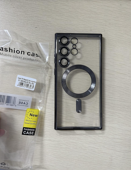 Cover for Galaxy S24 Ultra Case,Electroplated Clear Slim Samsung S24 Ultra Phone Case with Camera Protection,Shockproof Samsung S24 Ultra Case Compatible with MagSafe, Black Edge