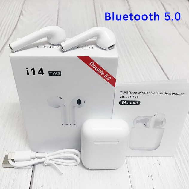 TWS Airpods Twins Bluetooth Earbuds Original I14 Airpods/Headphones/Earphones. Bluetooth V5.0 Earphone Touch Sensor True Stereo 10m Transmission Built in Mic Earbuds with Charging Case