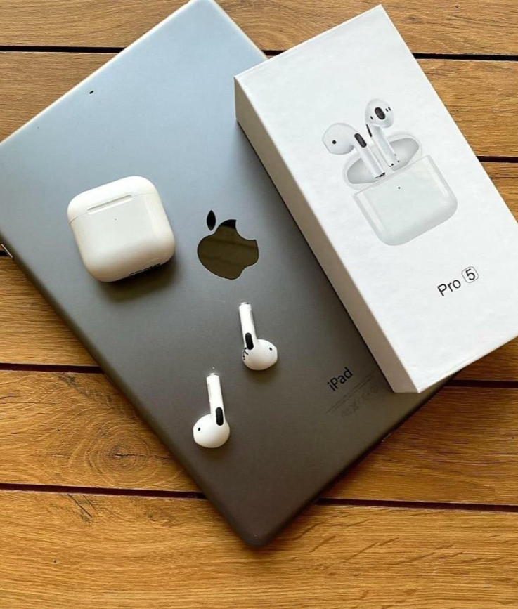 TWS Airpods Twins Bluetooth Earbuds Original Pro 5 Airpods/Headphones/Earphones. Bluetooth V5.0 Earphone Touch Sensor True Stereo 10m Transmission Built in Mic Earbuds with Charging Case