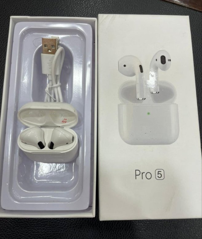 TWS Airpods Twins Bluetooth Earbuds Original Pro 5 Airpods/Headphones/Earphones. Bluetooth V5.0 Earphone Touch Sensor True Stereo 10m Transmission Built in Mic Earbuds with Charging Case