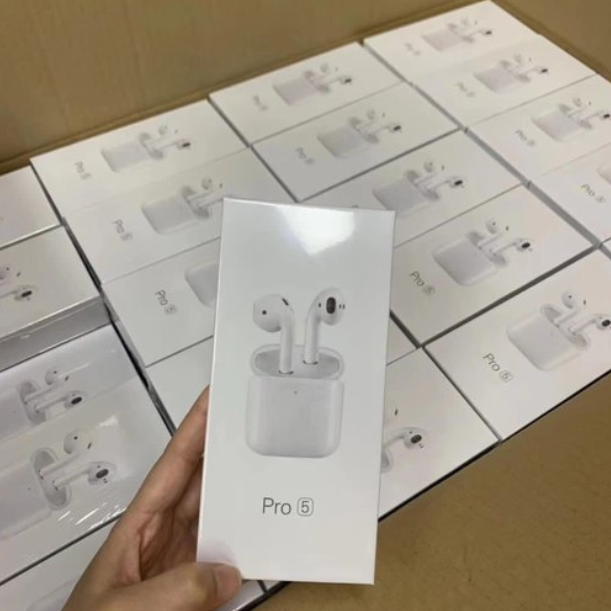 TWS Airpods Twins Bluetooth Earbuds Original Pro 5 Airpods/Headphones/Earphones. Bluetooth V5.0 Earphone Touch Sensor True Stereo 10m Transmission Built in Mic Earbuds with Charging Case