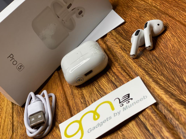 TWS Airpods Twins Bluetooth Earbuds Original Pro 5 Airpods/Headphones/Earphones. Bluetooth V5.0 Earphone Touch Sensor True Stereo 10m Transmission Built in Mic Earbuds with Charging Case