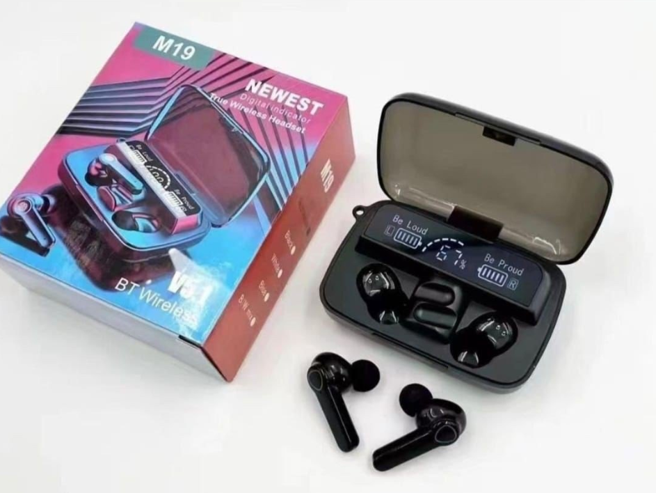 Earpods M19 Ear Buds Wireless Airpods M19 with Powerbank, Bluetooth 5.3 Headphones In Ear, Bluetooth Earphones with Built-in Microphone, Wireless Ear Buds, Bluetooth Earbuds with Mic