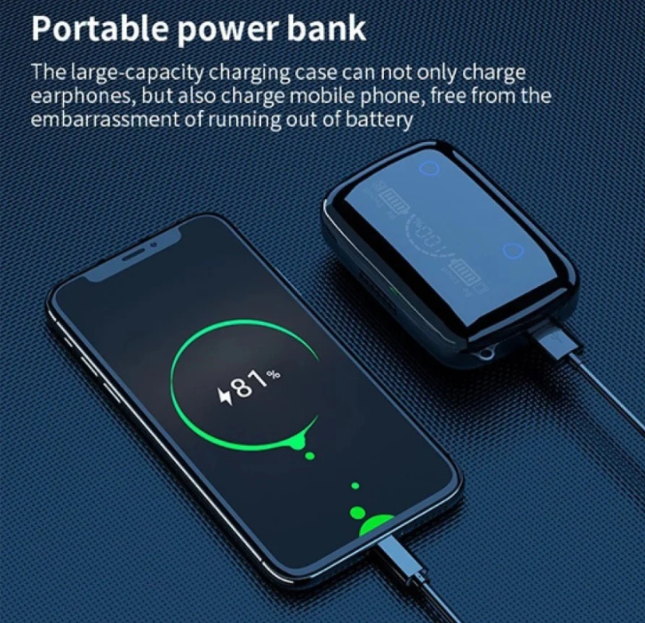 Earpods M19 Ear Buds Wireless Airpods M19 with Powerbank, Bluetooth 5.3 Headphones In Ear, Bluetooth Earphones with Built-in Microphone, Wireless Ear Buds, Bluetooth Earbuds with Mic