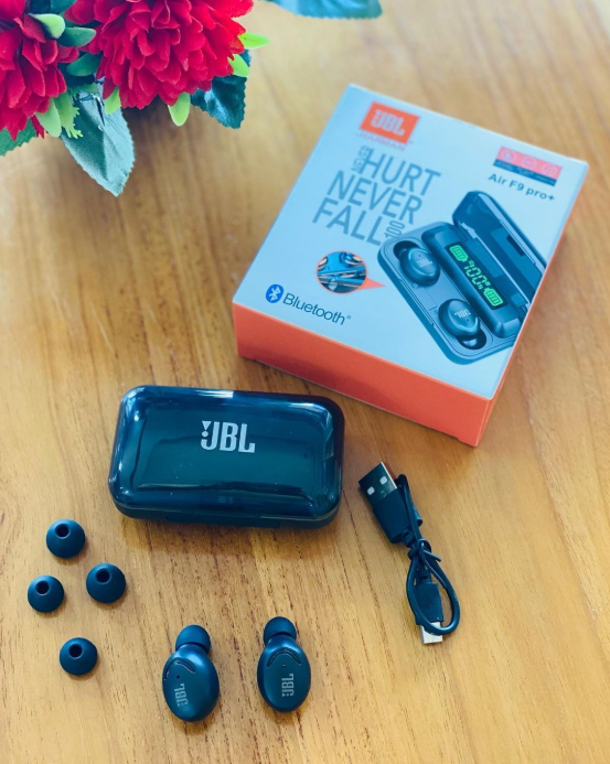 JBL Air F9 Pro + Ear Buds Wireless Airpods, Bluetooth 5.3 Headphones In Ear, Bluetooth Earphones with Built-in Microphone, Wireless Ear Buds, Bluetooth Earbuds with Mic, Charging Case