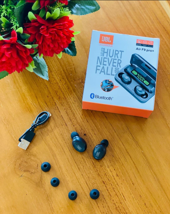 JBL Air F9 Pro + Ear Buds Wireless Airpods, Bluetooth 5.3 Headphones In Ear, Bluetooth Earphones with Built-in Microphone, Wireless Ear Buds, Bluetooth Earbuds with Mic, Charging Case