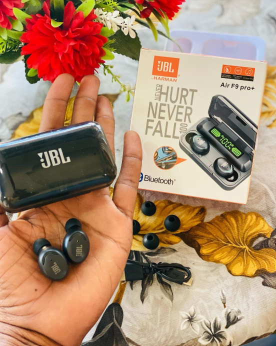 JBL Air F9 Pro + Ear Buds Wireless Airpods, Bluetooth 5.3 Headphones In Ear, Bluetooth Earphones with Built-in Microphone, Wireless Ear Buds, Bluetooth Earbuds with Mic, Charging Case