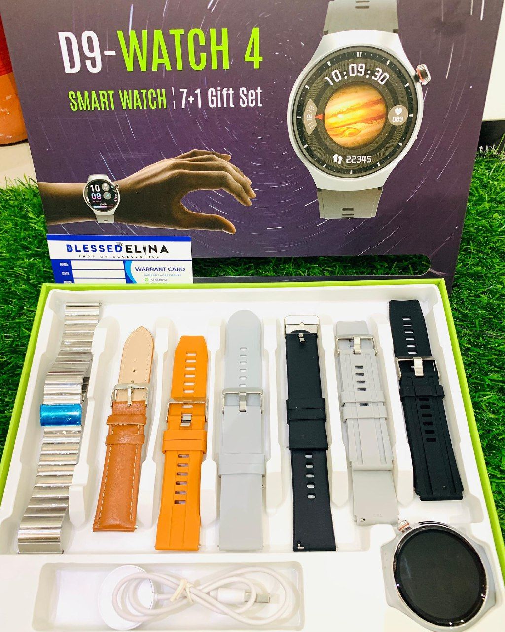 D9 - Watch 4 Smartwatch with 7 Straps waterproof round shape dial connected sport smartwatch with Voice Assistant, Bluetooth Calling, Sleep Monitoring & – Perfect Gift for Men & Women