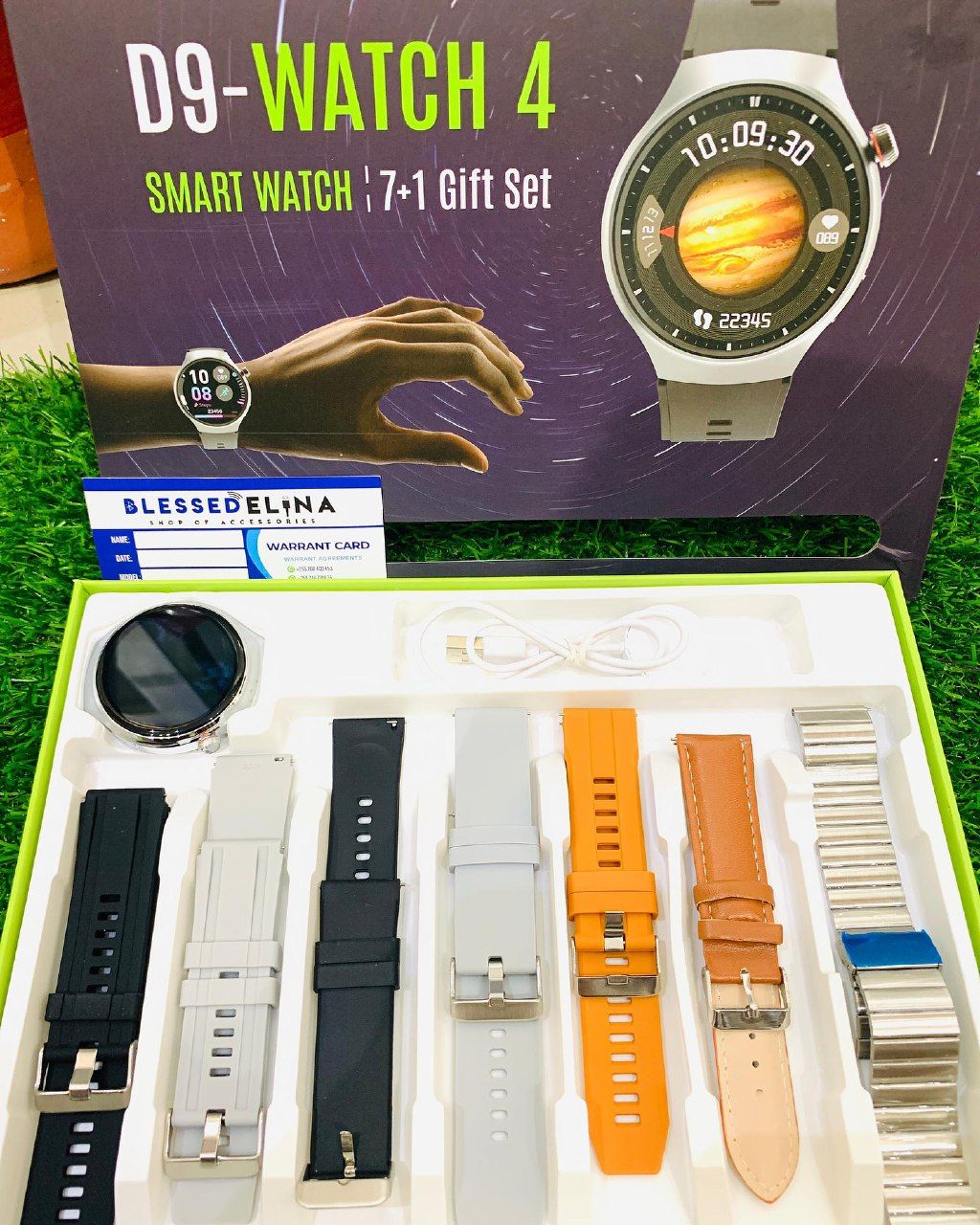 D9 - Watch 4 Smartwatch with 7 Straps waterproof round shape dial connected sport smartwatch with Voice Assistant, Bluetooth Calling, Sleep Monitoring & – Perfect Gift for Men & Women